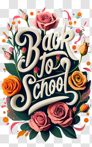 Back To School - Back To School Text With Roses Transparent PNG