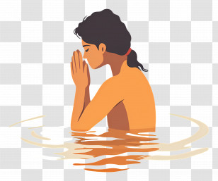Ganga Snan - Person Praying In Water Transparent PNG