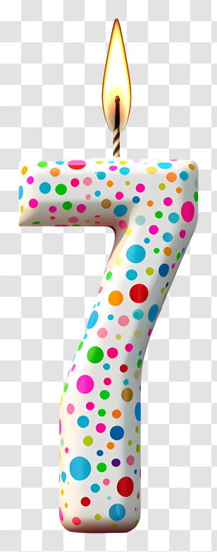 Number 7 Birthday Candle - Colorful Number 7 Birthday Candle Transparent PNG