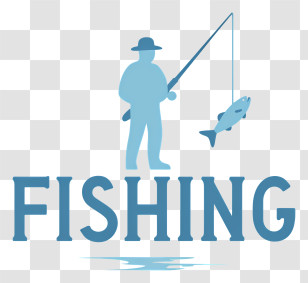 Fishing Logo - Fishing Logo With Angler Silhouette Transparent PNG