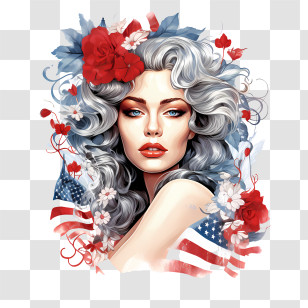 National Civic Pride Day - Patriotic Woman With Flowers Transparent PNG
