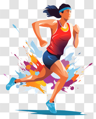 Woman Running - Abstract Illustration Of Woman Running Transparent PNG