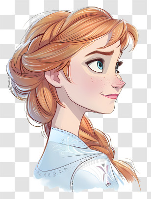 Frozen Anna Princess - Cartoon Girl With Braided Hair Illustration Transparent PNG