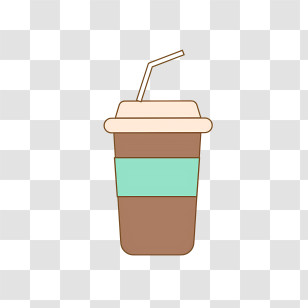 Coffee - Simple Coffee Cup With Straw Illustration Transparent PNG