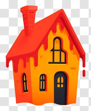 Melting Home Icon - Melting Cartoon House With Red Roof Transparent PNG