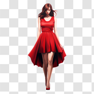 National Wear Red Day - Fashionable Woman In Red Dress Transparent PNG