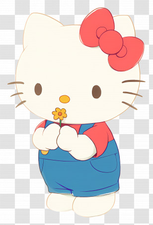 Hello Kitty - Hello Kitty With Flower Transparent PNG
