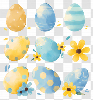 Easter Eggs - Decorated Easter Eggs With Flowers Transparent PNG