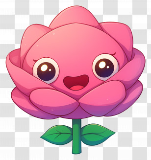 Rose Flower Cartoon - Smiling Flower Cartoon Character Transparent PNG