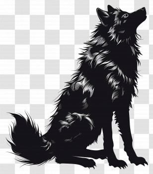 Wolf Silhouette - Black Wolf Silhouette In Artistic Style Transparent PNG