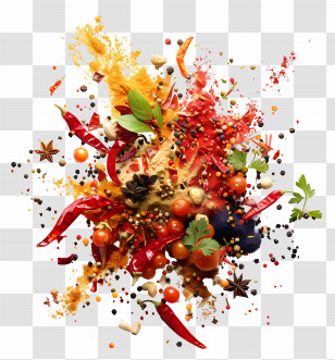 Spice Explosion - Colorful Spices And Herbs Transparent PNG