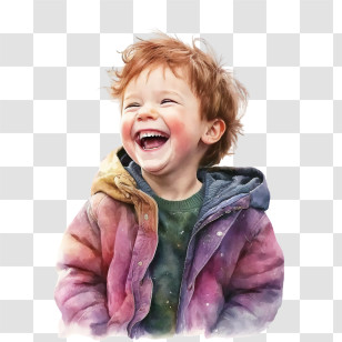 Watercolor Boy
 - Laughing Boy In A Colorful Jacket Illustration Transparent PNG