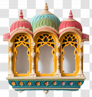 Jharokha Template - Colorful Architectural Model With Ornate Design Transparent PNG