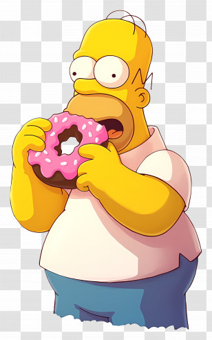 Homer Simpson - Yellow Cartoon Man With Donut Transparent PNG