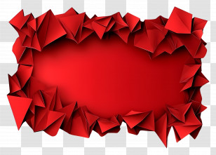 Paper Banner - Red Paper Frame With Origami Design Transparent PNG