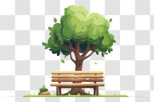 Garden Bench - Bench Under A Large Tree In Nature Transparent PNG