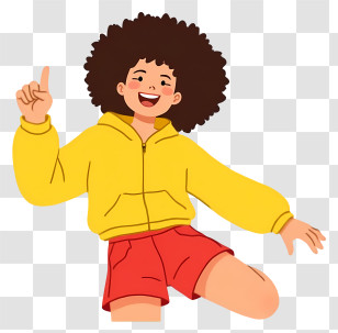 Girl Giving Thumbs Up - Happy Child In Yellow Hoodie Transparent PNG