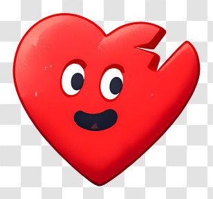Heart Emoji - Happy Red Heart Cartoon Transparent PNG