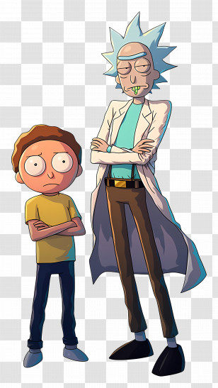 Rick And Morty - Cartoon Scientist Partners In Animated Style Transparent PNG