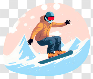 Snowboarding - Snowboarder In Winter Mountains Transparent PNG