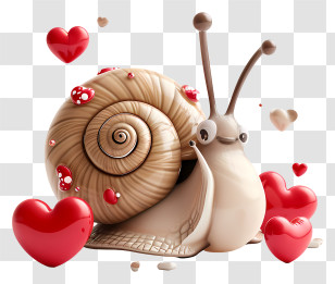 Valentine Snails - Cute Snail With Hearts Transparent PNG