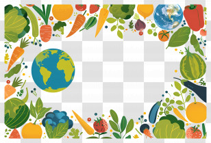 Food Background - Vegetable Border With Earth Globe For Sustainability Concept Transparent PNG