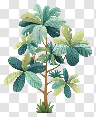 Jungle Tree - Green Leafy Plant Illustration Transparent PNG