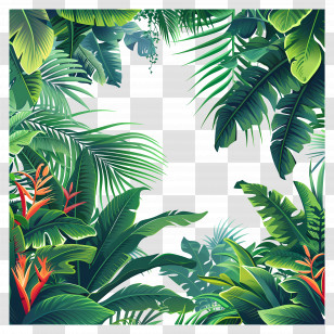 Jungle Background - Tropical Frame With Leaves Illustration Transparent PNG