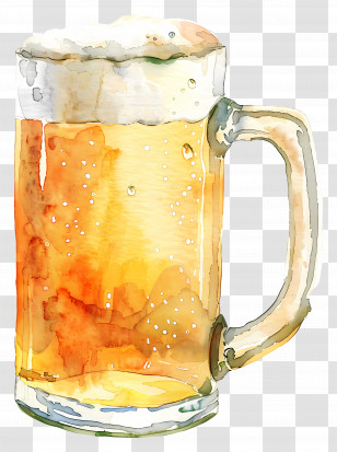 Beer - Watercolor Beer Mug With Foam Transparent PNG