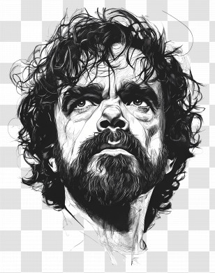 Peter Dinklage - Black And White Bearded Man Caricature Transparent PNG