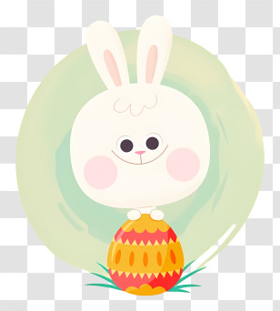 Bunny Face - Cute White Bunny With Easter Egg Transparent PNG