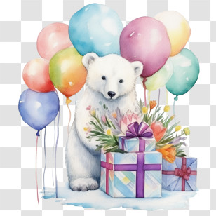 Polar Bear
 - Polar Bear With Gifts And Balloons Transparent PNG