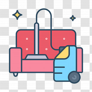 Sofa Cleaning - Red Sofa With Vacuum Cleaner Transparent PNG