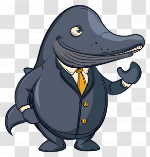 Whale Cartoon - Cartoon Whale In Suit Transparent PNG