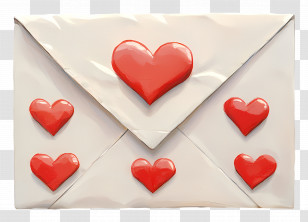 Love Mail - Love Letter With Red Hearts Transparent PNG