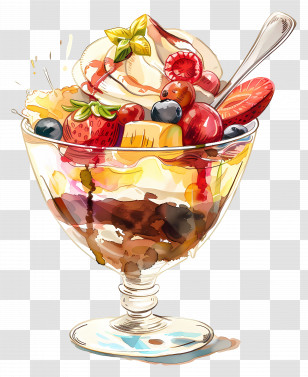 Sundae - Fruit And Ice Cream Sundae Transparent PNG
