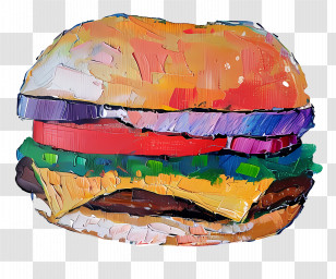 Oil Painting - Colorful Painted Burger Transparent PNG