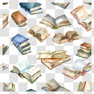 Books Pattern - Seamless Pattern Of Books And Literature Transparent PNG