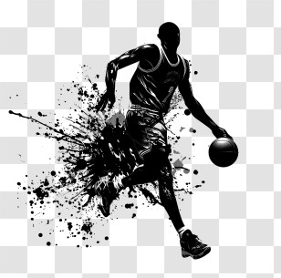 Basketball Silhouette - Silhouette Of Basketball Player In Motion Transparent PNG
