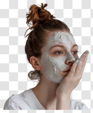 Woman Applying Mask - Woman Applying Face Mask For Skincare Transparent PNG