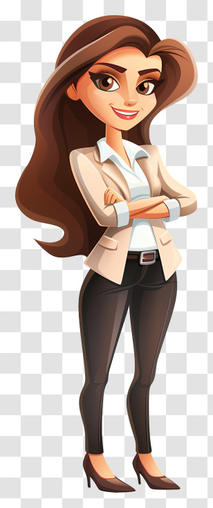 Business Woman Cartoon - Confident Businesswoman Cartoon Character Transparent PNG