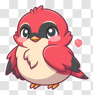 Cartoon - Adorable Red Cartoon Bird Illustration Transparent PNG