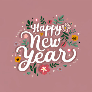 Happy New Year - Happy New Year Floral Greeting Card Transparent PNG