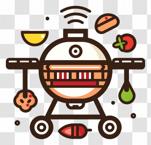 Bbq - Barbecue Grill With Food Items Transparent PNG
