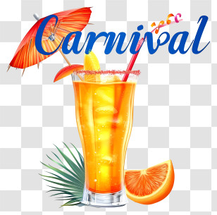 Brazilian Carnival - Refreshing Orange Cocktail With Umbrella Transparent PNG