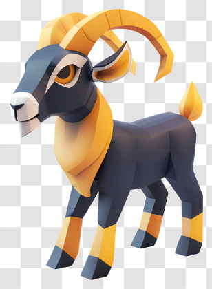 Goat - Yellow Horned Goat Illustration Transparent PNG