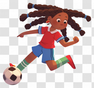 Girl Kicking Soccer Ball - Girl Playing Soccer Transparent PNG