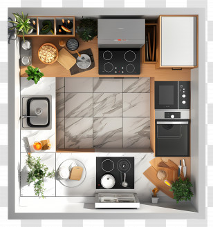 Kitchen Top View - Modern Kitchen Top View Design Transparent PNG