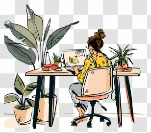 Cartoon Woman Working - Woman Working With Plants Transparent PNG