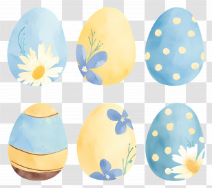 Easter Eggs - Decorative Easter Eggs In Blue And Yellow Theme Transparent PNG